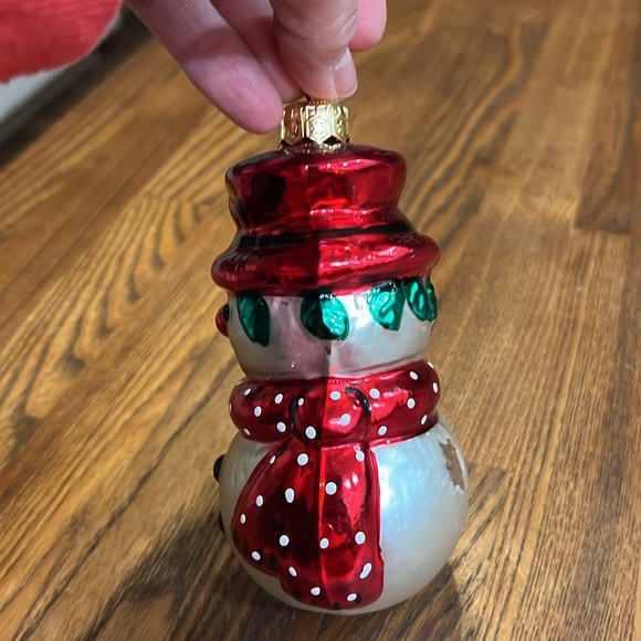 Two piece set Red and White Snowman Christmas Ornament - Picture 4 of 8